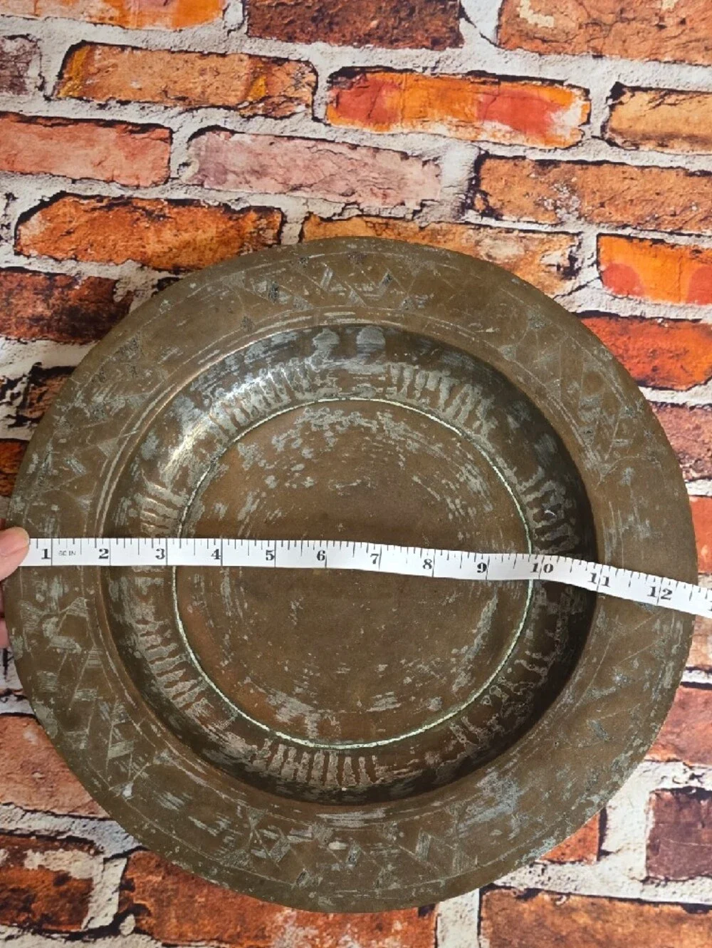 Rustic 19th Century Turkish Handmade Copper Decorative  Plate